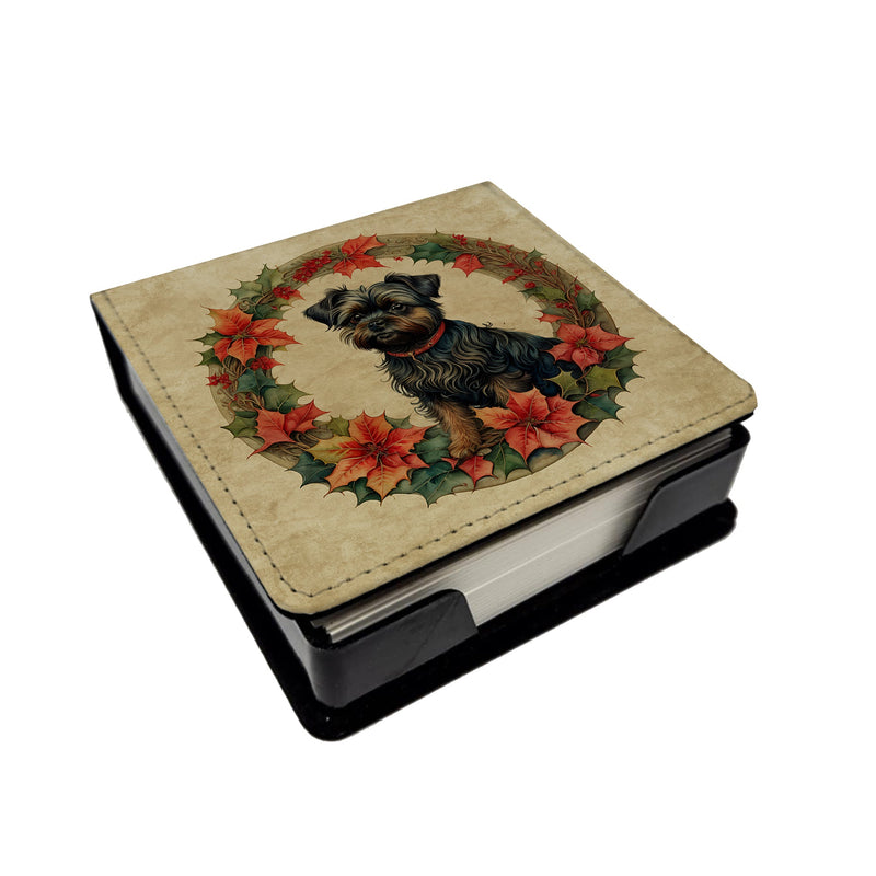 Affenpinscher Christmas Flowers PU Leather Note Paper Holder