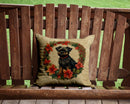Affenpinscher Christmas Flowers Throw Pillow - 14x14 Decorative Pillow – Art for Your Home & Patio