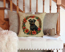Affenpinscher Christmas Flowers Throw Pillow - 14x14 Decorative Pillow – Art for Your Home & Patio