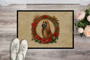 Afghan Hound Christmas Flowers Doormat-24x36 Indoor / Outdoor Rug | Made in USA
