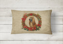 Afghan Hound Christmas Flowers Throw Pillow
