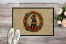 Airedale Terrier Christmas Flowers Doormat-24x36 Indoor / Outdoor Rug | Made in USA