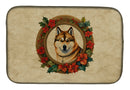 Akita Christmas Flowers Dish Drying Mat