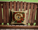Akita Christmas Flowers Throw Pillow - 14x14 Decorative Pillow – Art for Your Home & Patio