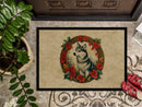 Alaskan Klee Kai Christmas Flowers Doormat-24x36 Indoor / Outdoor Rug | Made in USA