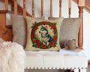 Alaskan Klee Kai Christmas Flowers Throw Pillow - 14x14 Decorative Pillow – Art for Your Home & Patio