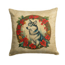 Alaskan Klee Kai Christmas Flowers Throw Pillow - 14x14 Decorative Pillow – Art for Your Home & Patio