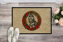 Alaskan Malamute Christmas Flowers Doormat-24x36 Indoor / Outdoor Rug | Made in USA
