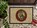 Alaskan Malamute Christmas Flowers Doormat-24x36 Indoor / Outdoor Rug | Made in USA