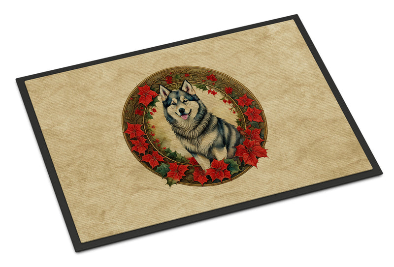 Alaskan Malamute Christmas Flowers Doormat-24x36 Indoor / Outdoor Rug | Made in USA