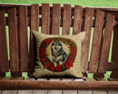 Alaskan Malamute Christmas Flowers Throw Pillow - 14x14 Decorative Pillow – Art for Your Home & Patio