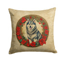 Alaskan Malamute Christmas Flowers Throw Pillow - 14x14 Decorative Pillow – Art for Your Home & Patio