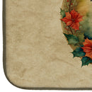 American Bulldog Christmas Flowers Dish Drying Mat