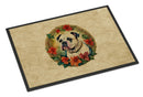 American Bulldog Christmas Flowers Doormat