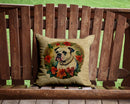 American Bulldog Christmas Flowers Throw Pillow - 14x14 Decorative Pillow – Art for Your Home & Patio