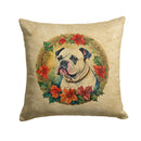 American Bulldog Christmas Flowers Throw Pillow - 14x14 Decorative Pillow – Art for Your Home & Patio