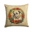 American Bulldog Christmas Flowers Throw Pillow