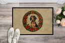 American English Coonhound Christmas Flowers Doormat-24x36 Indoor / Outdoor Rug | Made in USA