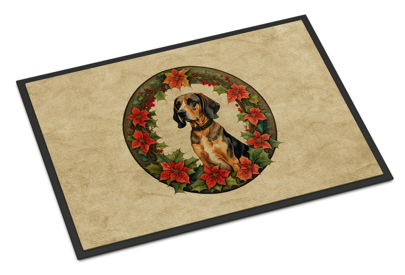 American English Coonhound Christmas Flowers Doormat