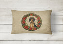 American English Coonhound Christmas Flowers Throw Pillow