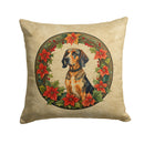 American English Coonhound Christmas Flowers Throw Pillow - 14x14 Decorative Pillow – Art for Your Home & Patio
