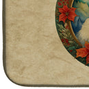 American Eskimo Christmas Flowers Dish Drying Mat