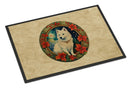 American Eskimo Christmas Flowers Doormat-24x36 Indoor / Outdoor Rug | Made in USA