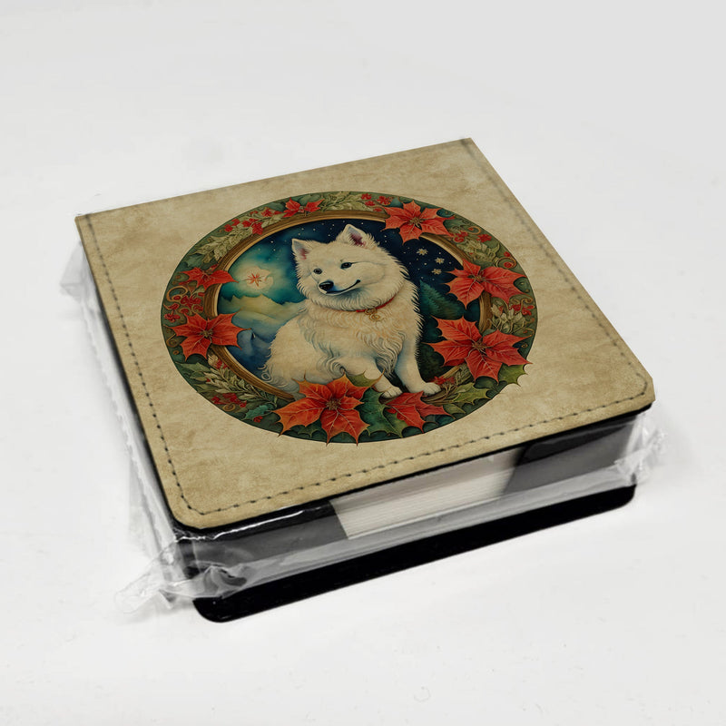 American Eskimo Christmas Flowers PU Leather Note Paper Holder