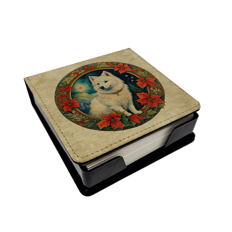 American Eskimo Christmas Flowers PU Leather Note Paper Holder