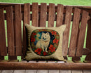 American Eskimo Christmas Flowers Throw Pillow - 14x14 Decorative Pillow – Art for Your Home & Patio
