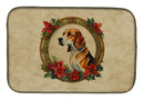 American Foxhound Christmas Flowers Dish Drying Mat