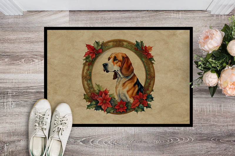 American Foxhound Christmas Flowers Doormat-24x36 Indoor / Outdoor Rug | Made in USA