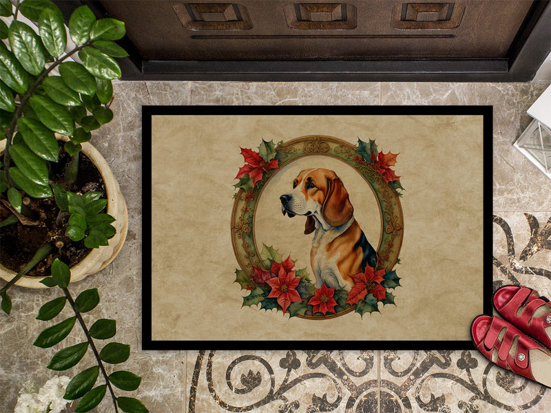 American Foxhound Christmas Flowers Doormat-24x36 Indoor / Outdoor Rug | Made in USA