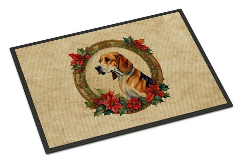 American Foxhound Christmas Flowers Doormat-24x36 Indoor / Outdoor Rug | Made in USA