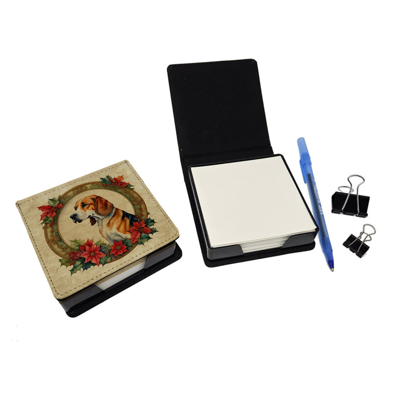 American Foxhound Christmas Flowers PU Leather Note Paper Holder