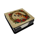 American Foxhound Christmas Flowers PU Leather Note Paper Holder
