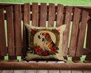 American Foxhound Christmas Flowers Throw Pillow - 14x14 Decorative Pillow – Art for Your Home & Patio