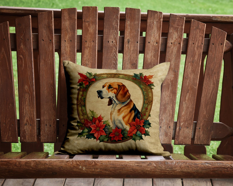 American Foxhound Christmas Flowers Throw Pillow - 14x14 Decorative Pillow – Art for Your Home & Patio