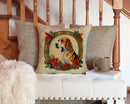 American Foxhound Christmas Flowers Throw Pillow - 14x14 Decorative Pillow – Art for Your Home & Patio