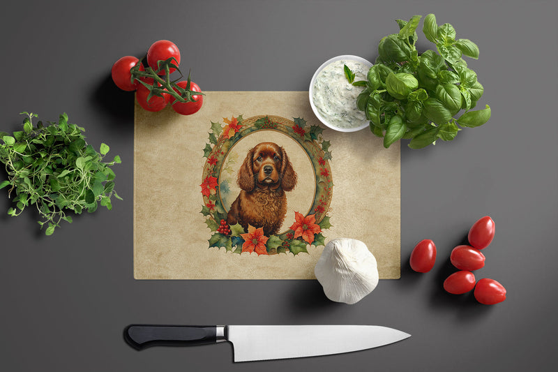 American Water Spaniel Christmas Flowers Glass Cutting Boards – Durable, Decorative Kitchen Art