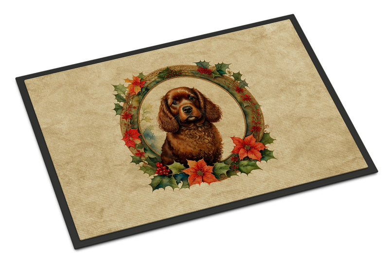 American Water Spaniel Christmas Flowers Doormat