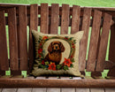 American Water Spaniel Christmas Flowers Throw Pillow - 14x14 Decorative Pillow – Art for Your Home & Patio