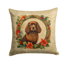 American Water Spaniel Christmas Flowers Throw Pillow - 14x14 Decorative Pillow – Art for Your Home & Patio