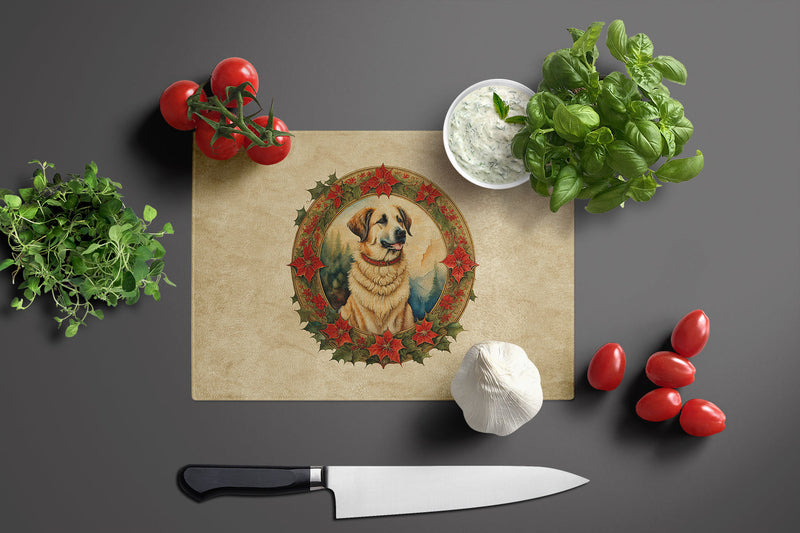 Anatolian Shepherd Dog Christmas Flowers Glass Cutting Boards – Durable, Decorative Kitchen Art