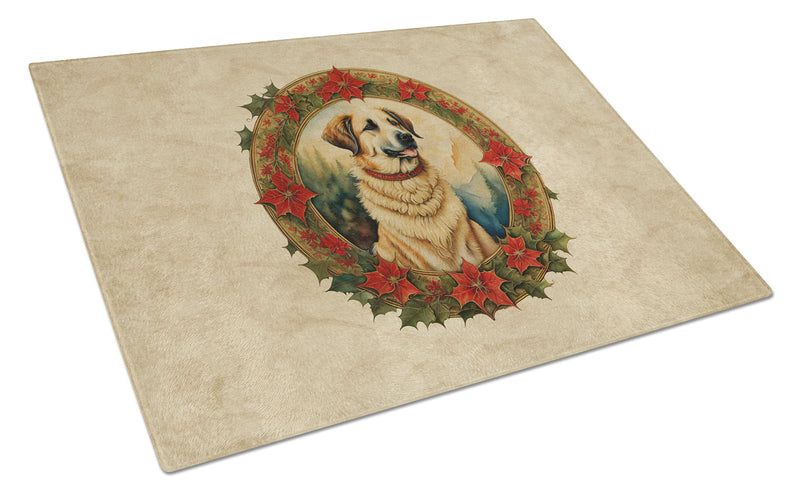 Anatolian Shepherd Dog Christmas Flowers Glass Cutting Boards – Durable, Decorative Kitchen Art
