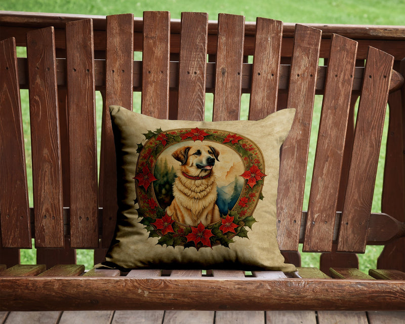 Anatolian Shepherd Dog Christmas Flowers Throw Pillow - 14x14 Decorative Pillow – Art for Your Home & Patio