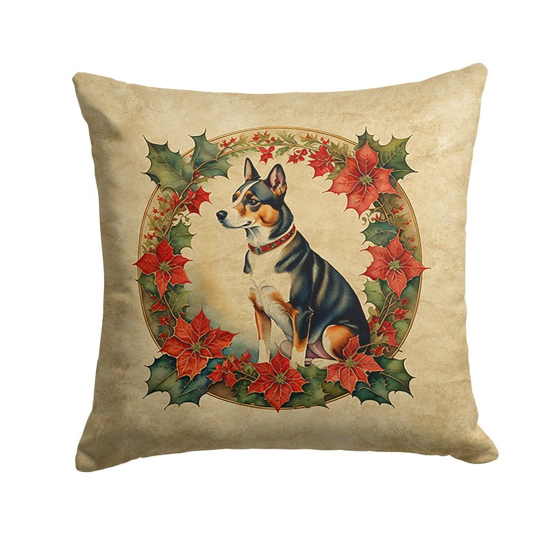 Basenji Christmas Flowers Throw Pillow