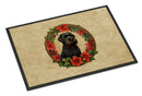 Black Russian Terrier Christmas Flowers Doormat