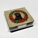 Black Russian Terrier Christmas Flowers PU Leather Note Paper Holder