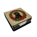 Black Russian Terrier Christmas Flowers PU Leather Note Paper Holder